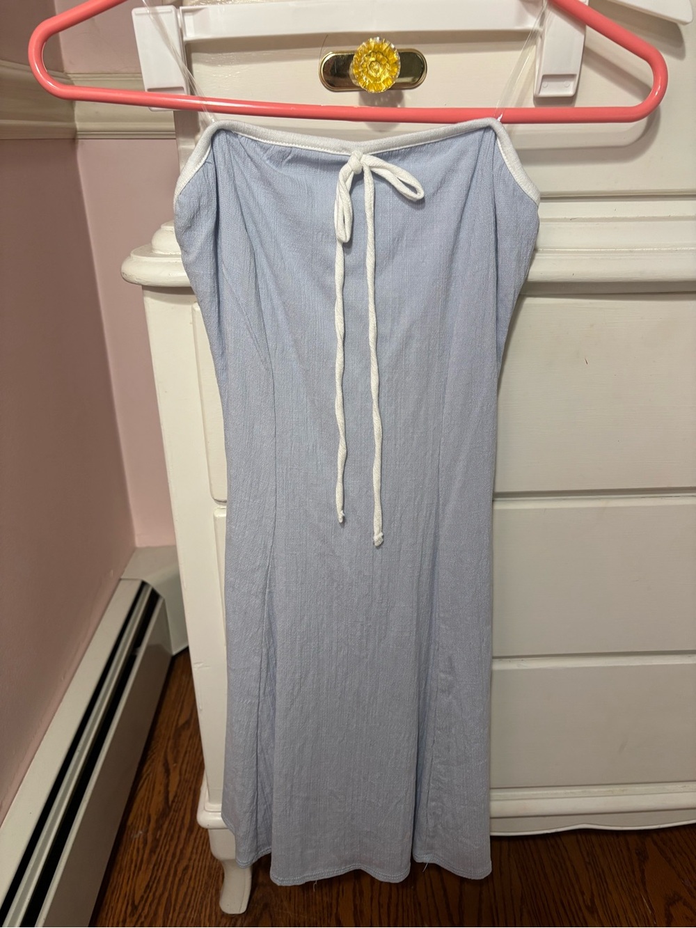 Fashion Nova Light Blue Linen-Blend Mini Dress